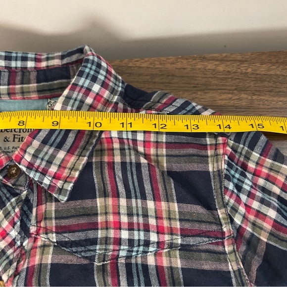 Abercrombie & Fitch Plaid Women’s Button Down Shirt - Navy and Red M - Picture 7 of 12